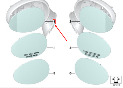 new mini paceman r61 front left door mirror glass lhd 51169803189 original