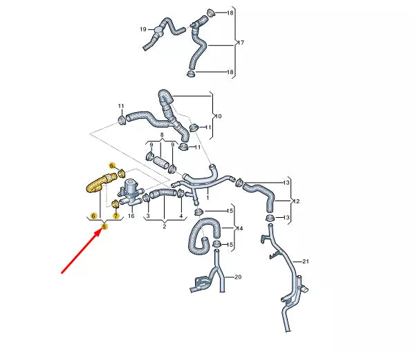 NEW VW TRANSPORTER VI T6 COOLANT HOSE 7E0121157AJ