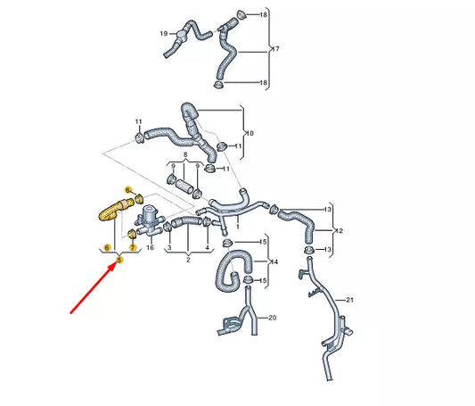NEW VW TRANSPORTER VI T6 COOLANT HOSE 7E0121157AJ