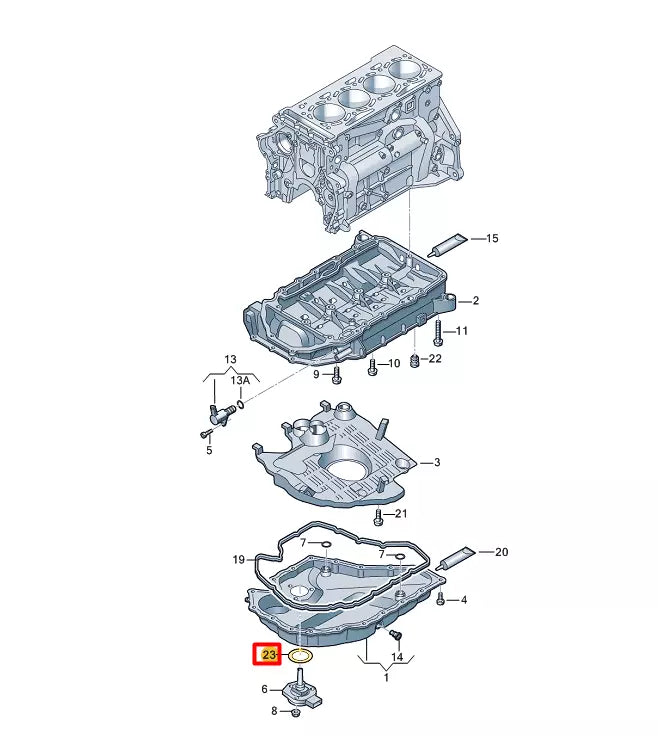 NEW AUDI A1 SPORTBACK GBA OIL LEVEL SENSOR O-RING 038103196C ORIGINAL