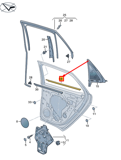 new vw id.3 e11 rear left outer door window aperture seal 10a839477b5ap original