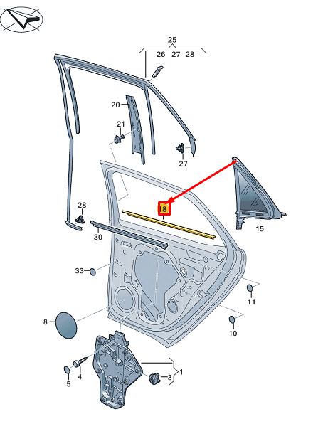 new vw id.3 e11 rear left outer door window aperture seal 10a839477b5ap original