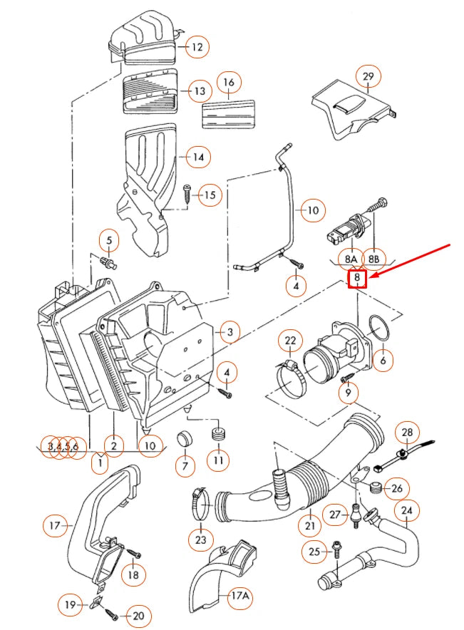 NEW AUDI A4 B7 MASS AIR METER 06D906461 ORIGINAL