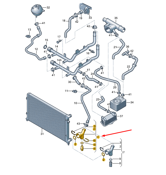NEW AUDI A3 8V QUICK COUPLING PIECE 1K0122291AD ORIGINAL