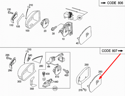 NEW MERCEDES-BENZ E-CLASS W211 LEFT WING MIRROR GLASS LHD A2118100921 ORIGINAL