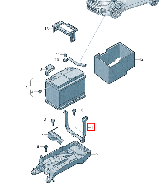 new volkswagen t-cross c11 battery holder 2q0915343a original