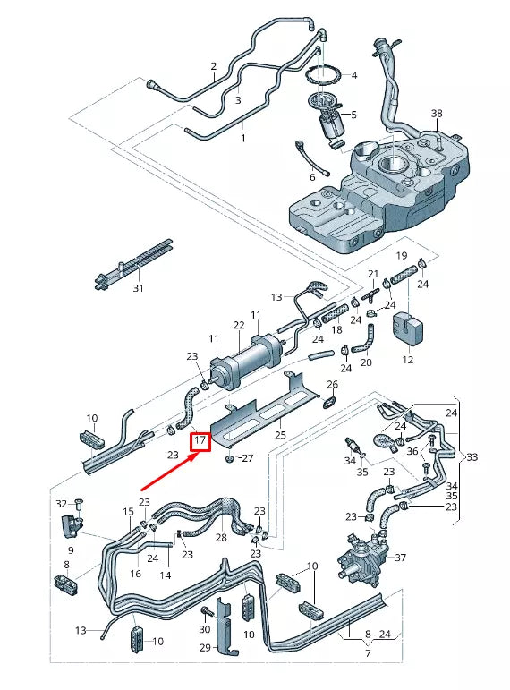 NEW AUDI Q5 8R FRONT FUEL FILTER HOSE 8R0201541R