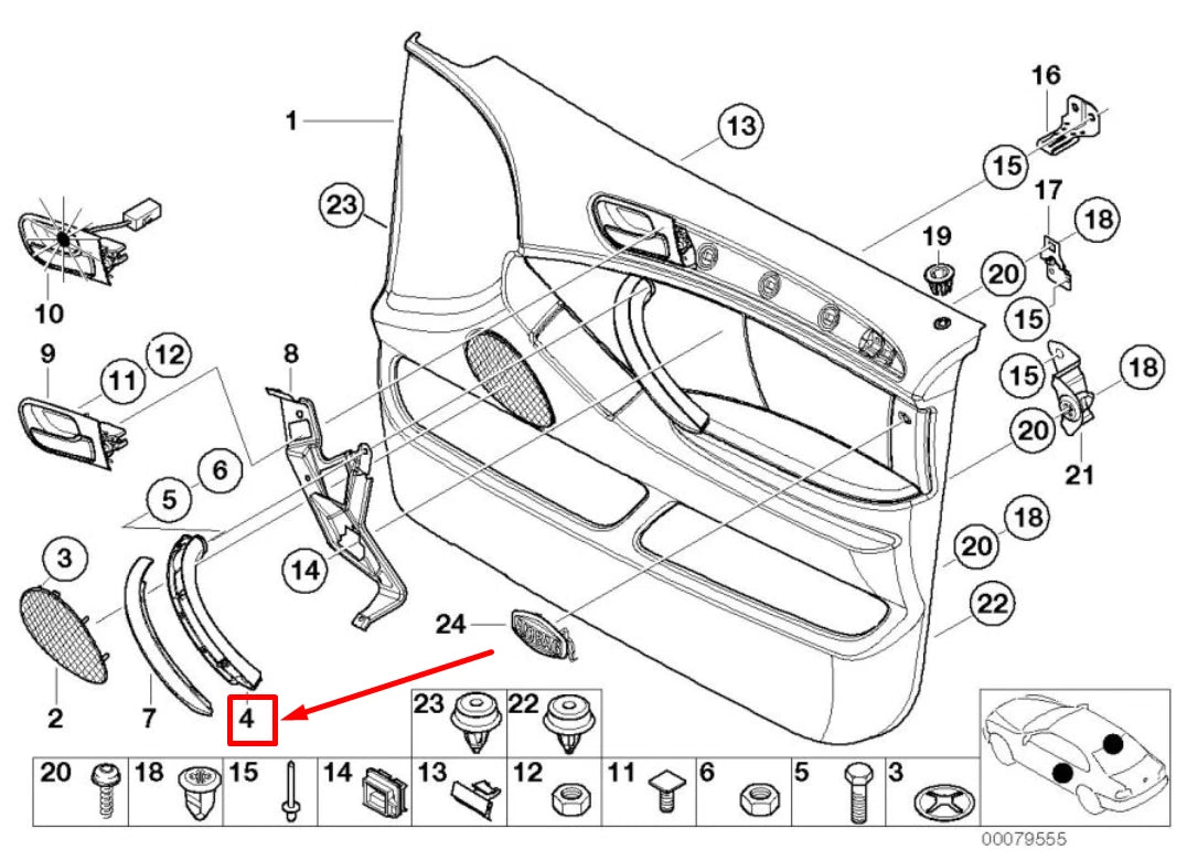 NEW BMW X5 E53 FRONT LEFT INTERIOR OPENING HANDLE 8265137 51418265137 ORIGINAL