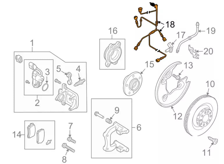 NEW AUDI Q5 8R REAR RIGHT ABS SENSOR WIRING HARNESS 8R0972254 ORIGINAL