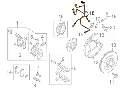NEW AUDI Q5 8R REAR RIGHT ABS SENSOR WIRING HARNESS 8R0972254 ORIGINAL