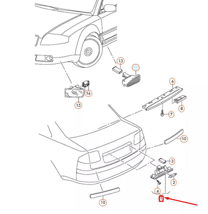 NEW AUDI A8 D3 REAR LEFT LICENSE PLATE LIGHT 4E0943021 ORIGINAL