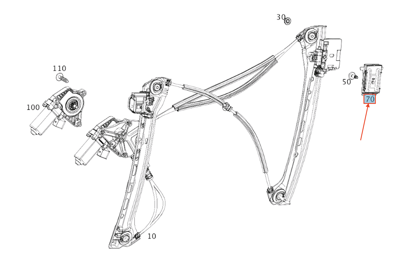 new mb e coupe c238 front window regulator retaining plate a2057205210 original