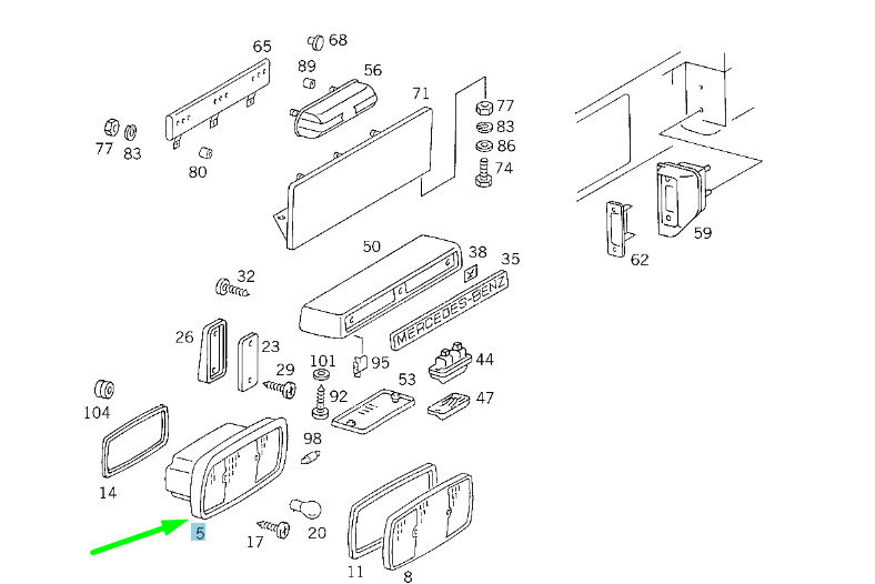 new mercedes-benz g w460 rear right taillight lamp a4608200264 original