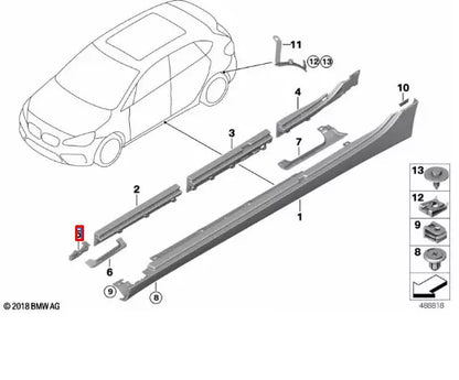NEW BMW 2 ACTIVE TOURER F45 FRONT LEFT SIDE SIDESKIRT HOLDER 51127327319
