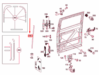new mb vito w639 rear sliding door edge protection a6399850362 original