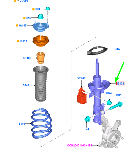 new ford fiesta mk6 wt front right shock absorber c1bc-18045-re 2037978 original