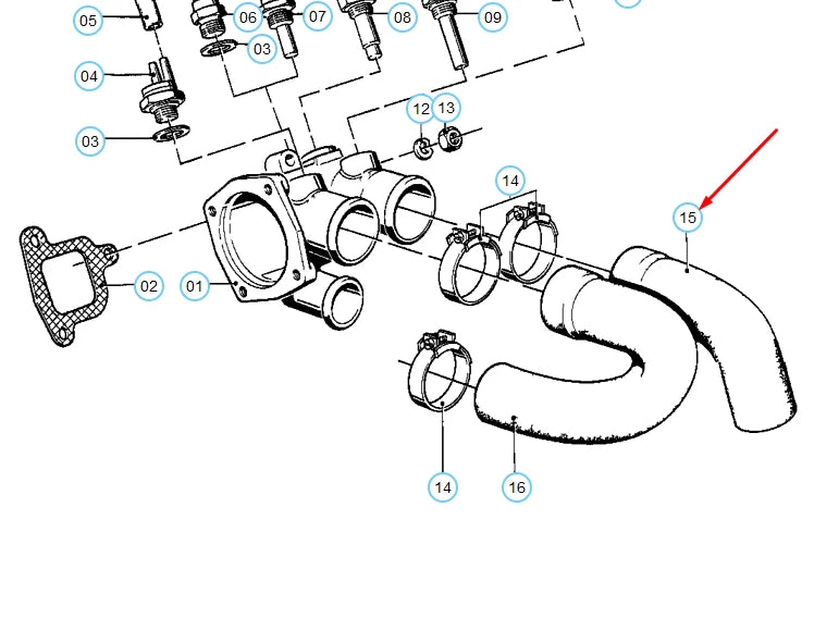 NEW BMW 6 E24 COOLING SYSTEM THERMOSTAT HOSE 11531266467 ORIGINAL