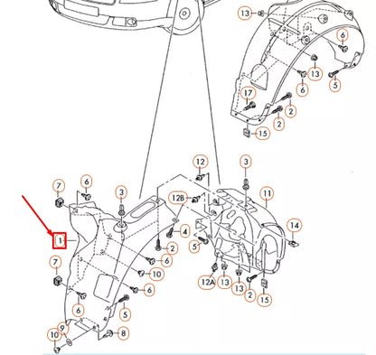 NEW AUDI A8 D3 FRONT RIGHT WHEEL HOUSING LINER FRONT PART 4E0821172Q