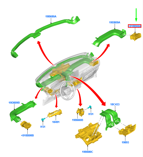 new ford kuga mk3 dashboard right air vent louvre assy lhd 2422259 original