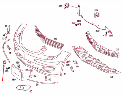 NEW MERCEDES-BENZ B W245 FRONT BUMPER RIGHT TRIM STRIP A1698851474 ORIGINAL