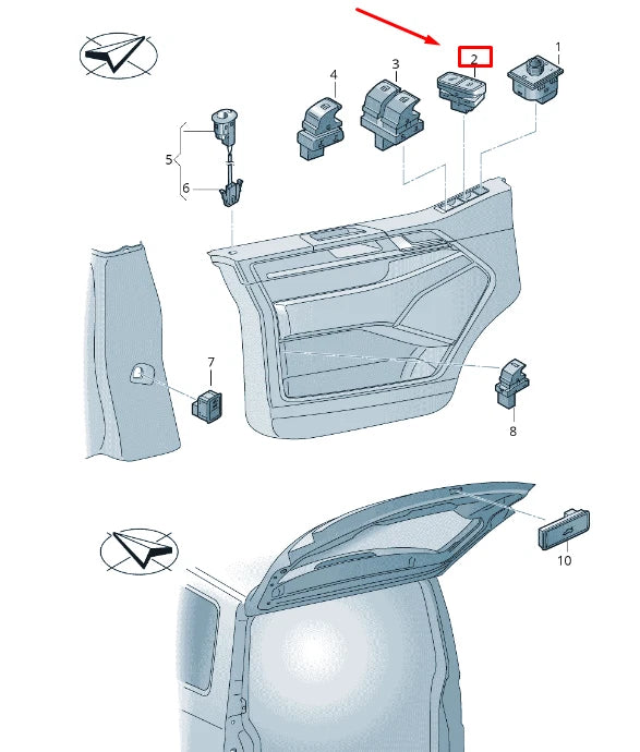 NEW VW TRANSPORTER VI T6 CENTRAL LOCKING SWITCH 7E0962125BIGI ORIGINAL