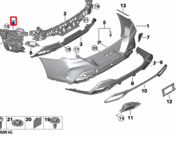 NEW BMW 8 GRAN COUPE G16 REAR RIGHT BUMPER BRACKET 51128075302 ORIGINAL