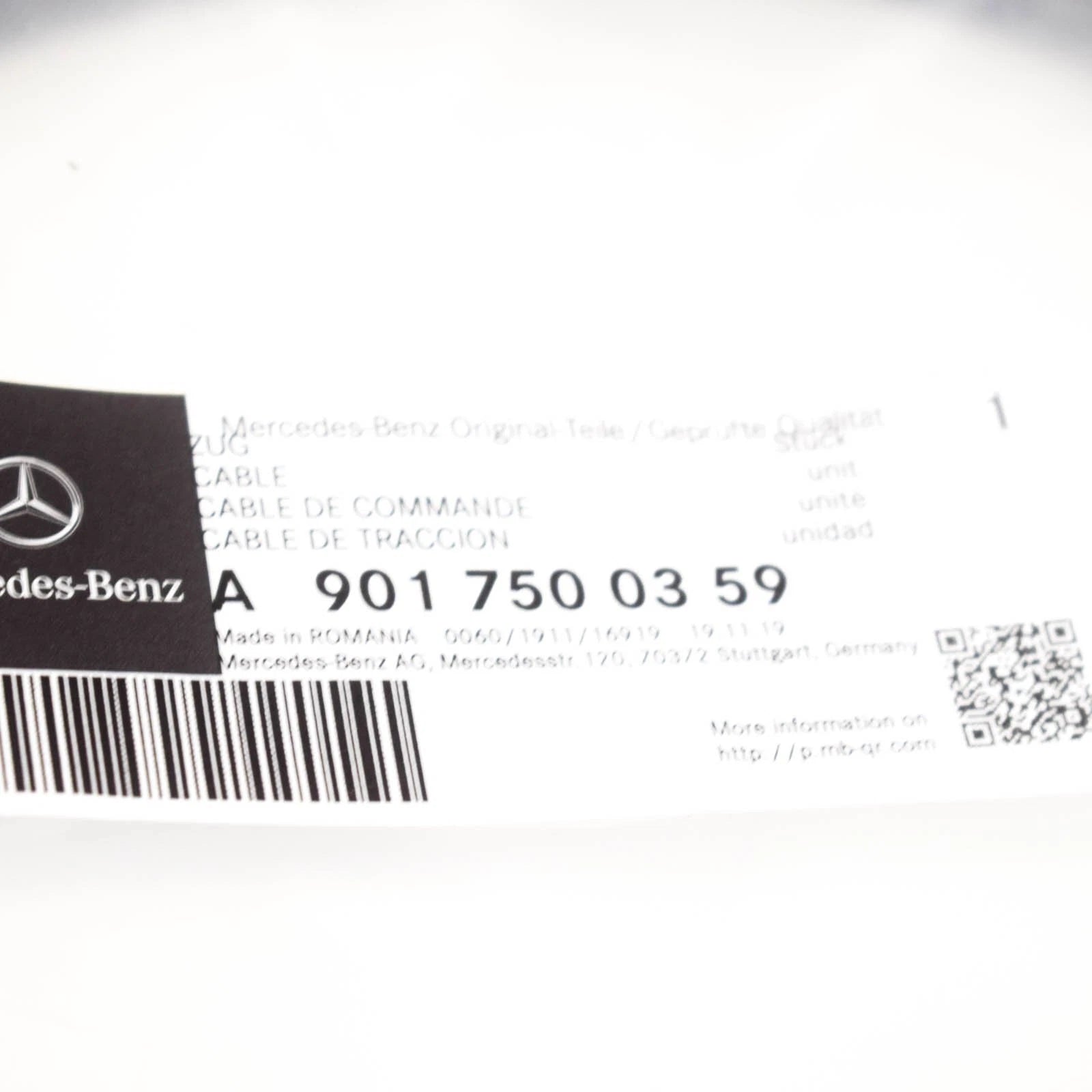 NEW MB SPRINTER 3-T BUS 903 BONNET RELEASE CABLE WITH HANDLE A9017500359