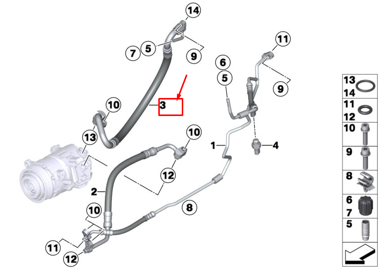 new bmw x4 f26 evaporator-compressor suction pipe 64539382722 original