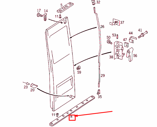 new mercedes-benz sprinter 903 rear panel door bottom plate a9017660119 original