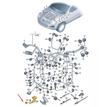 NEW VW TOUAREG 7P MK2 ENGINE COMPARTMENT HARNESS BRACKET 057971845C