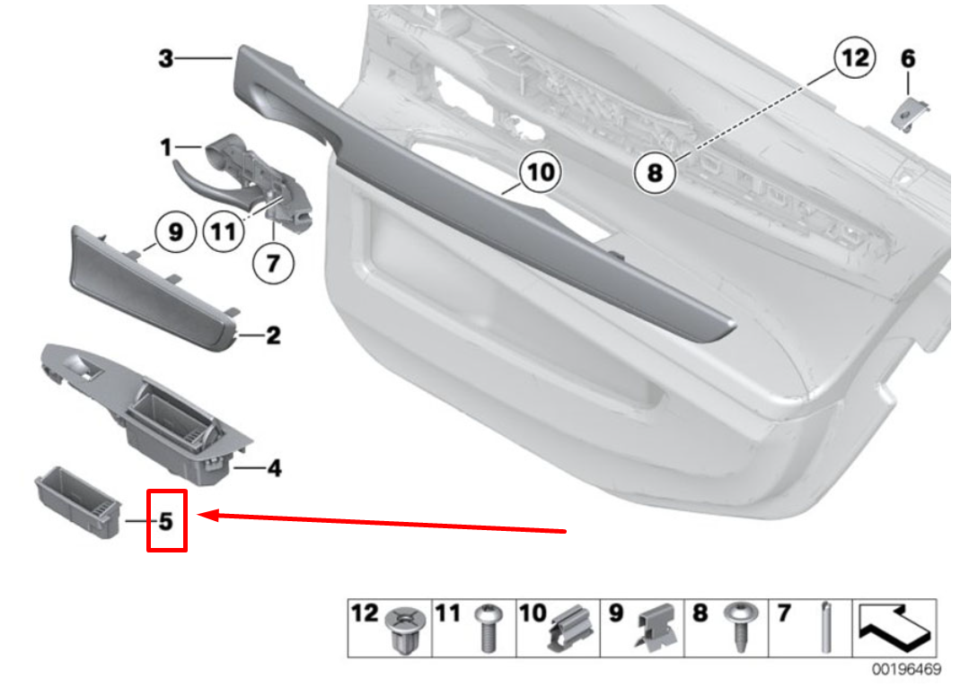 new bmw 7 f01, f02 rear right door ashtray insert 9168670 51429168670 original