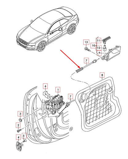 NEW AUDI A5 8T FRONT DOOR LOCK INNER HANDLE RELEASE CABLE 8T0837085 ORIGINAL