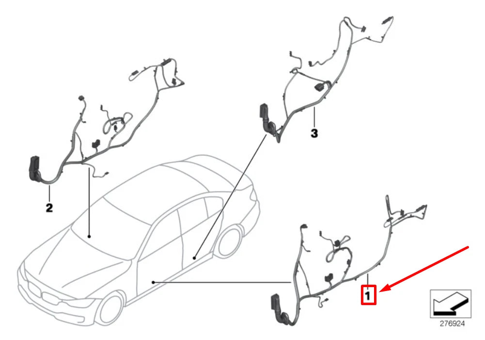 NEW BMW 3 F30, F80 FRONT LEFT DOOR CABLES 61129313623 9313623 ORIGINAL