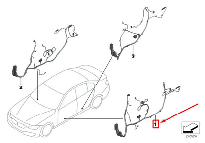 NEW BMW 3 F30, F80 FRONT LEFT DOOR CABLES 61129313623 9313623 ORIGINAL