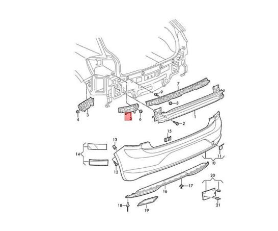 new volkswagen polo aw rear left bumper inner bracket 2g6807453a original
