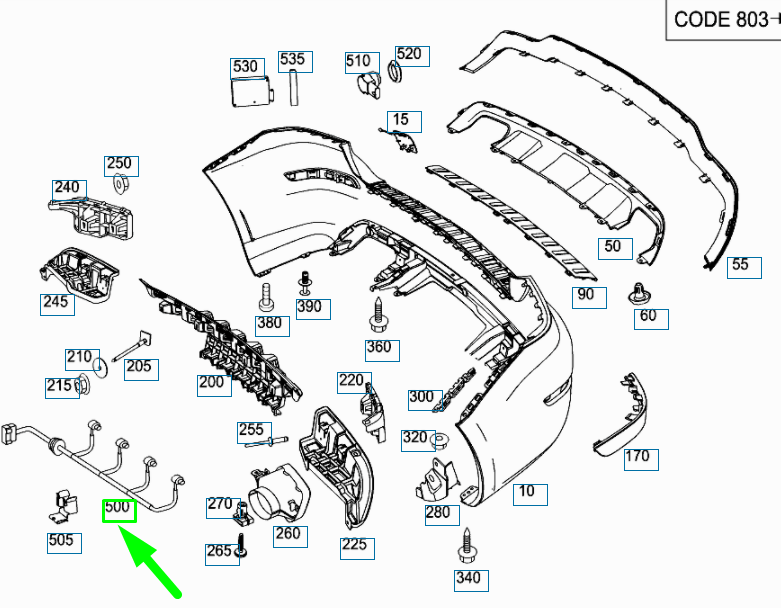 new mercedes-benz glk x204 rear parking aid wiring harness a2044407040 original