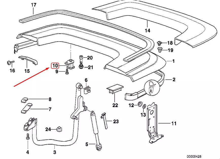 NEW BMW 3 CONVERTIBLE E36 FOLDING TOP LEFT STOPPER 51258171799 ORIGINAL