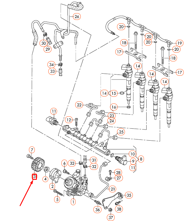 NEW AUDI Q3 8U HIGH PRESSURE PUMP PULLEY 03L130111G ORIGINAL