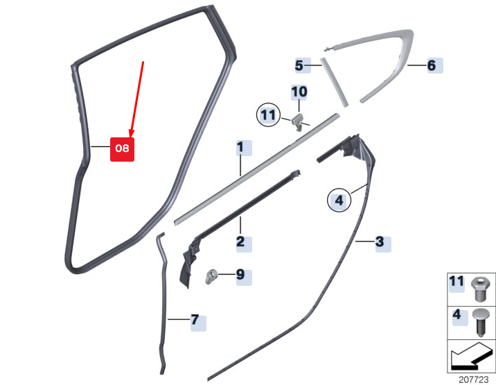 new bmw 5 gran turismo f07 rear left door sealing rubber 51767226397 original
