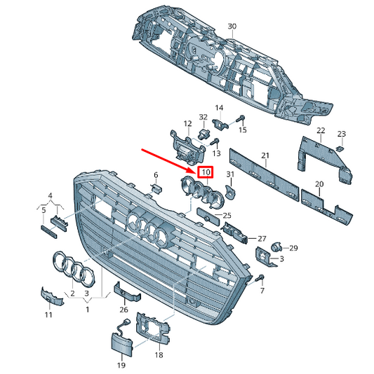 NEW AUDI A6 4A C8 RADIATOR GRILLE EMBLEM BRACKET 4K08530379B9 ORIGINAL