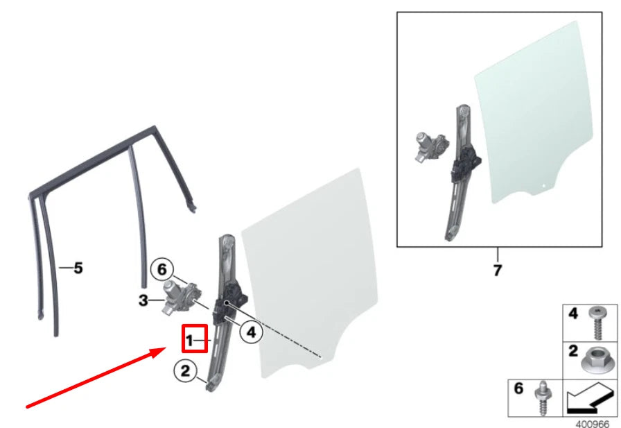 NEW BMW X3 F25 REAR LEFT DOOR WINDOW REGULATOR 7355639 51357355639 ORIGINAL