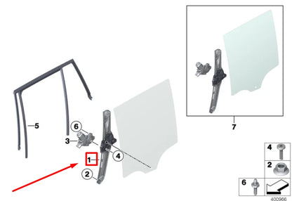 NEW BMW X3 F25 REAR LEFT DOOR WINDOW REGULATOR 7355639 51357355639 ORIGINAL