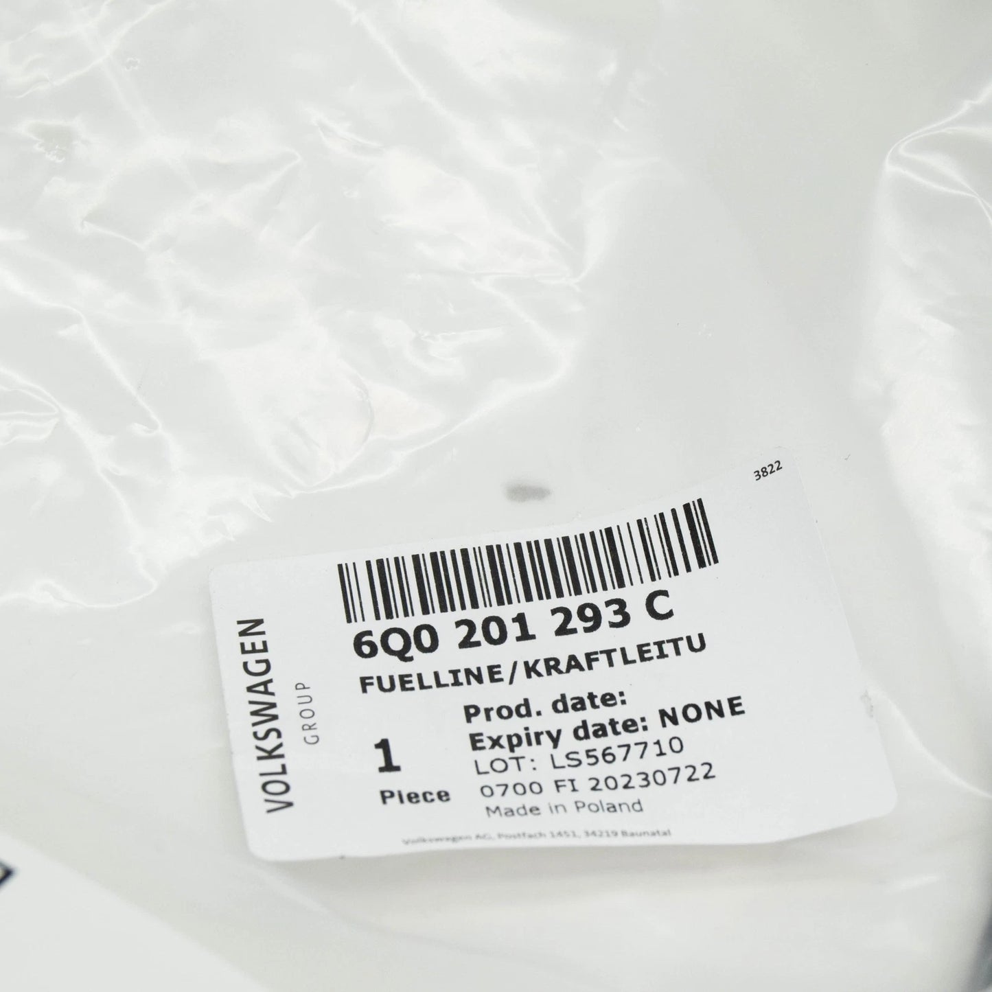 NEW AUDI A1 MK1 FUEL FEED LINE 6Q0201293C ORIGINAL