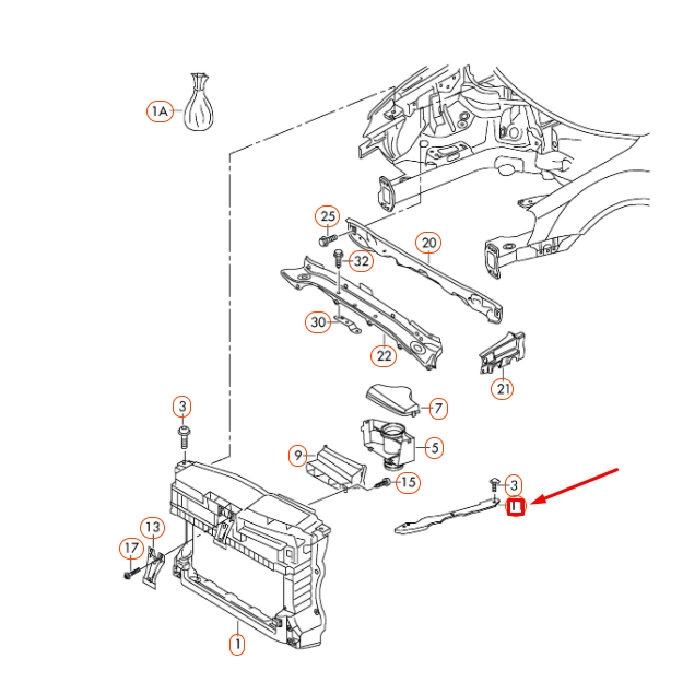 NEW VOLKSWAGEN JETTA A6 LEFT UPPER LOCK CARRIER BRACE 5C6805931 ORIGINAL