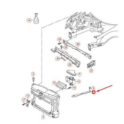 NEW VOLKSWAGEN JETTA A6 LEFT UPPER LOCK CARRIER BRACE 5C6805931 ORIGINAL