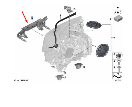 NEW BMW 6 GRAN TURISMO G32 RIGHT HEADLIGHT BRACKET MOUNT 63117461890 ORIGINAL