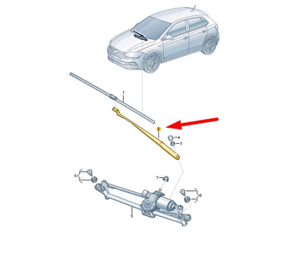 NEW VOLKSWAGEN POLO AW MK6 FRONT LEFT AERO WIPER ARM LHD 2G1955409A03C ORIGINAL