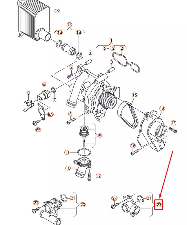 NEW AUDI A4 B8 RADIATOR COOLANT HOSE FLANGE 06H121132H ORIGINAL