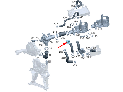 new mb c w204 valve and outlet nipple coolant hose a6512032282 original