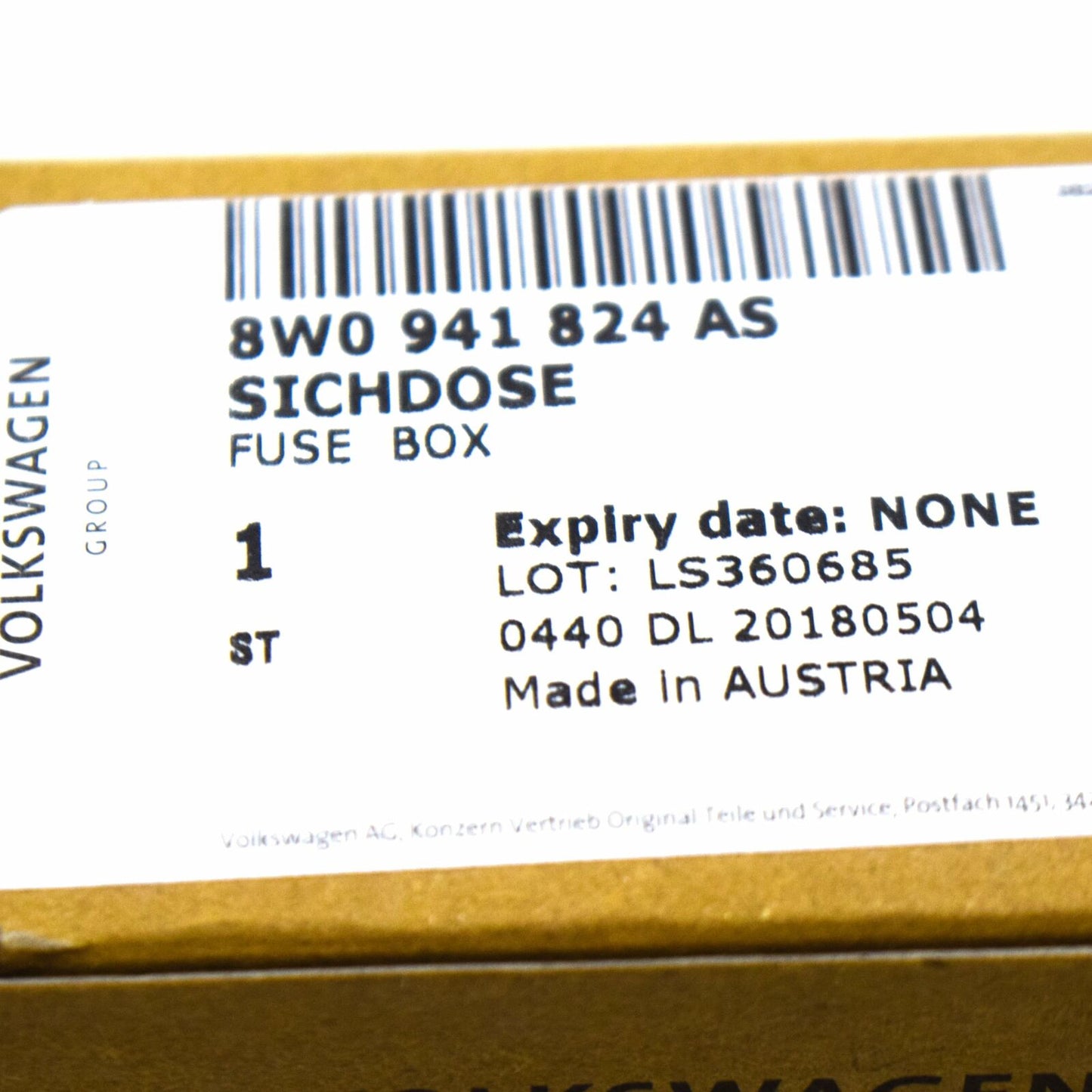 NEW AUDI Q5 80A FUSE BOX WITH FUSE 8W0941824AS ORIGINAL